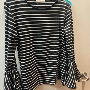 INC International Concepts Black and White Striped Blouse